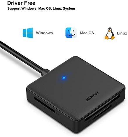 Memory Card Reader, BENFEI 4in1 USB USB-C to SD Micro SD MS CF Card Reader - Image 8
