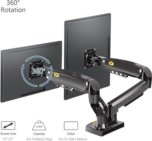 NB North Bayou Dual Monitor Desk Mount Stand Full Motion Swivel Computer Monitor - Image 3