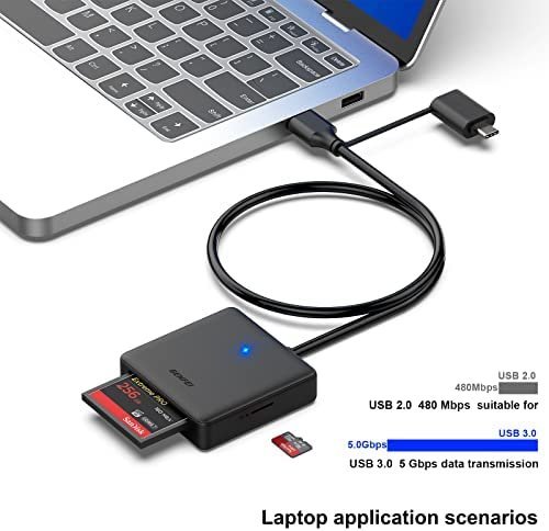 Memory Card Reader, BENFEI 4in1 USB USB-C to SD Micro SD MS CF Card Reader - Image 2