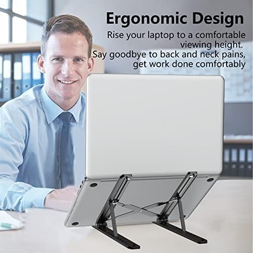 Tonmom Laptop Stand for Desk, Adjustable Riser ABS+Silicone Foldable - Image 2
