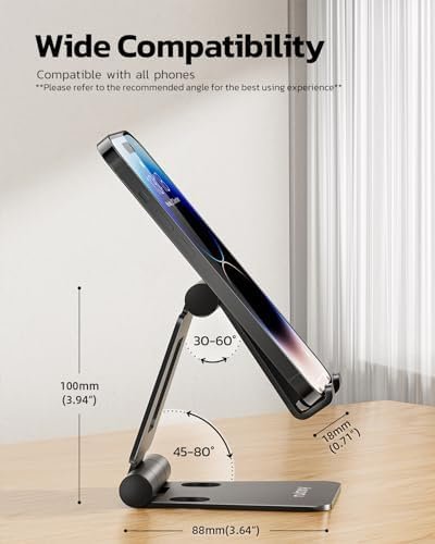 Nulaxy Dual Folding Cell Phone Stand, Fully Adjustable Foldable Desktop Phone - Image 6
