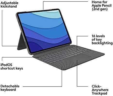 Logitech Combo Touch iPad Pro 12.9-inch (5th, 6th gen - 2021, 2022) Keyboard - Image 8
