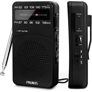 PRUNUS J-166 Portable Radio AM FM, Battery Operated with Tuning Light, Back
