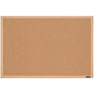 Quartet Cork Board Bulletin Board, 23" x 35" Framed Corkboard, Oak Frame