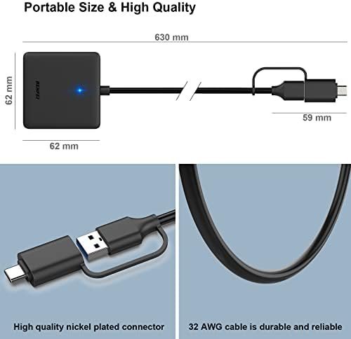 Memory Card Reader, BENFEI 4in1 USB USB-C to SD Micro SD MS CF Card Reader - Image 6