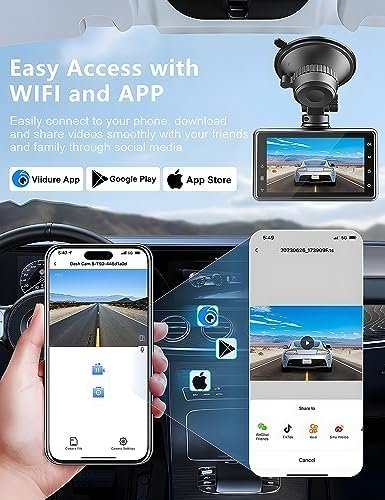Dash Cam Front and Rear Camera, Otovoda 3Inch Screen WiFi Dash cam, 2.5K+1080P - Image 4