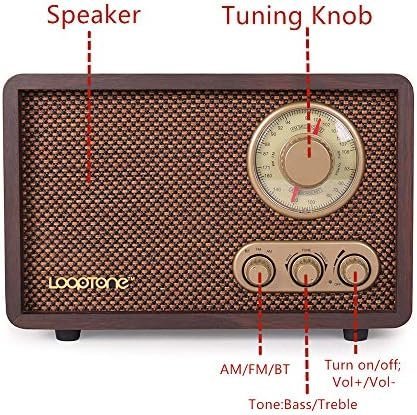 LoopTone FM AM Radio Retro Wood Radio with Bluetooth Play Mp3 - Image 4