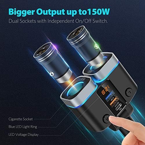 Nulaxy 150W Cigarette Lighter Adapter, 2 Sockets Cigarette Lighter Splitter - Image 3
