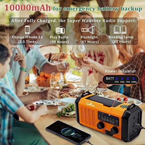 Emergency Hand Crank Weather Radio with 10000mAh Battery Backup,Type-C Charging - Image 2