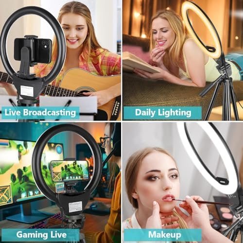 Sensyne 10'' Ring Light with 50'' Extendable Tripod Stand, LED Circle Lights - Image 3