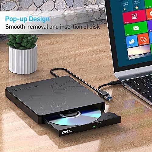 ORIGBELIE External DVD Drive, CD Drive USB 3.0 Typle C CD/DVD ROM +/-RW Adapter - Image 3