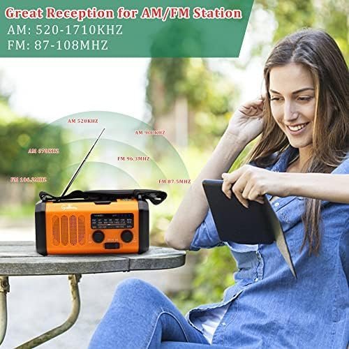 Emergency Hand Crank Weather Radio with 10000mAh Battery Backup,Type-C Charging - Image 5