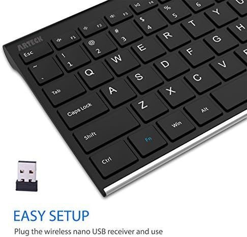 Arteck 2.4G Wireless Keyboard Stainless Steel Ultra Slim Full Size Keyboard - Image 3