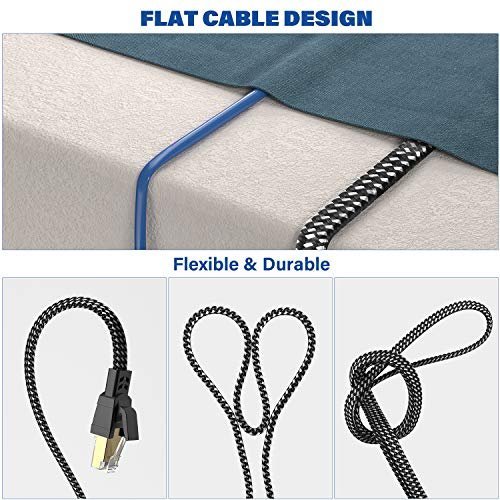 Cat 8 Ethernet Cable 10 ft, Nylon Braided High Speed Heavy Duty Cat8 Network LAN - Image 5