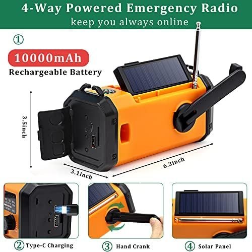 Emergency Hand Crank Weather Radio with 10000mAh Battery Backup,Type-C Charging - Image 3