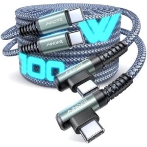 AINOPE USB C to USB C Cable 100W 2-Pack 6.6FT, Durable USBC to USBC Cable Cord