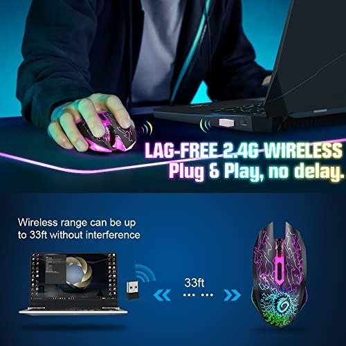 VersionTECH. Wireless Gaming Mouse, Rechargeable Computer Mouse Mice - Image 2